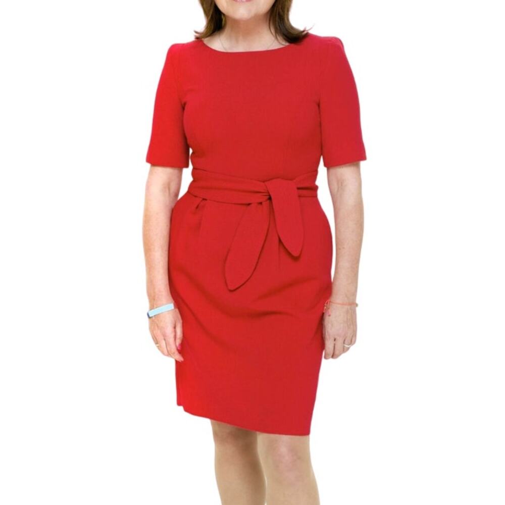 COAST Pagoda Shoulder Belted Piper Dress in Red  Pockets  SZ 6